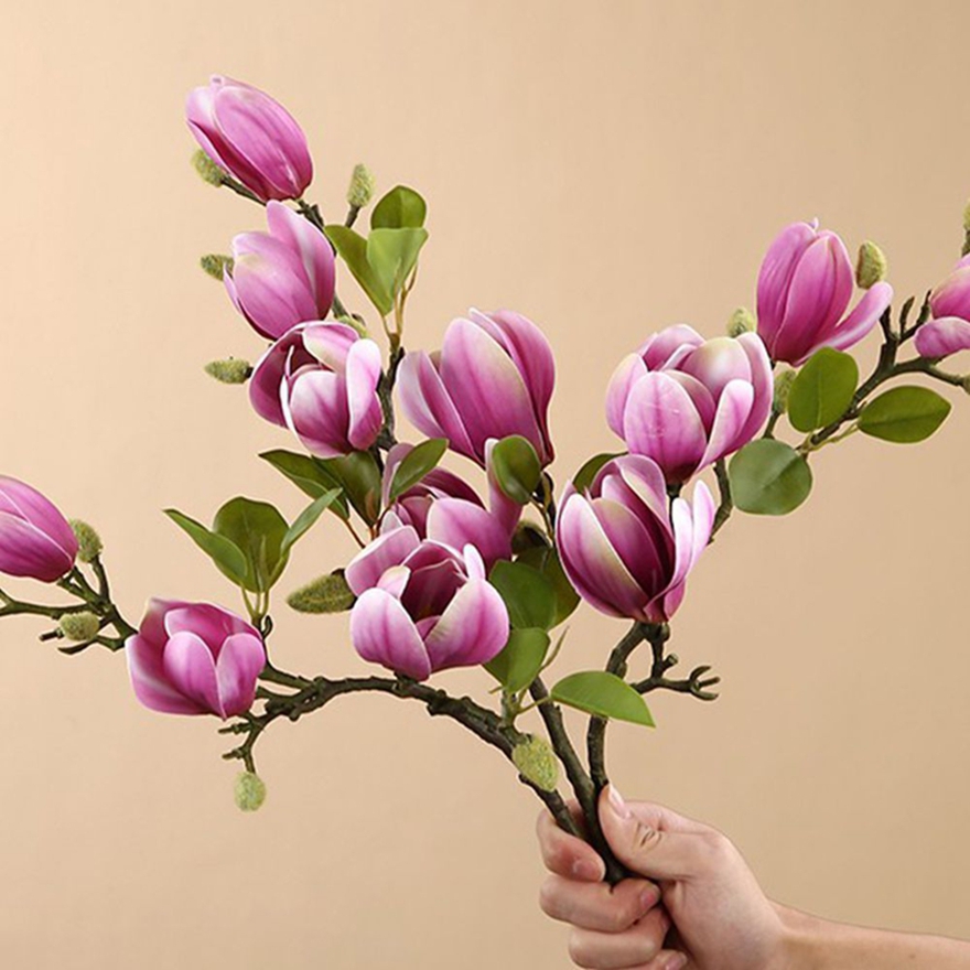 Bonsai Garden Photos - Sztuczne kwiaty jedwabny bukiet magnolii Diy